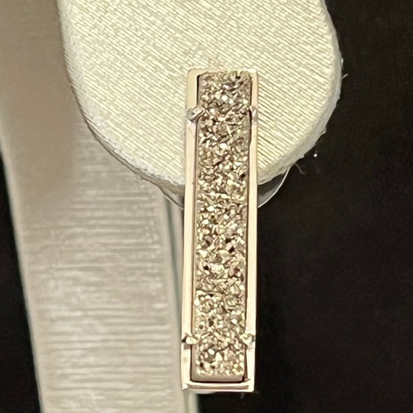 NWT Kendra Scott Levi RARE & Retired Platinum Drusy Earrings Silver Hard To Find - Picture 11 of 13